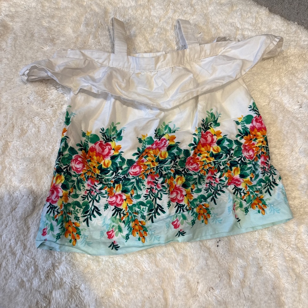 Janie and Jack off shoulder girls floral top size 3